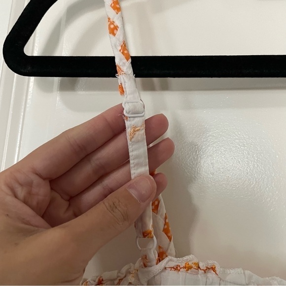 Volcom White with Orange Embroidered Pixie Dust Button Front Cami Tank - Picture 8 of 10